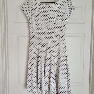 White and black polkadot dress